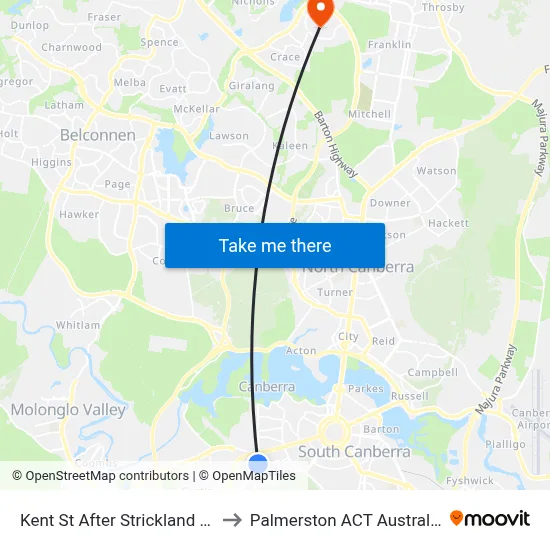 Kent St After Strickland Cr to Palmerston ACT Australia map