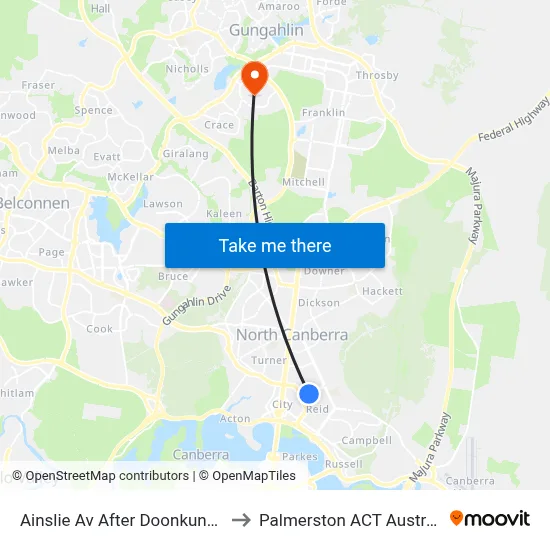 Ainslie Av After Doonkuna St to Palmerston ACT Australia map