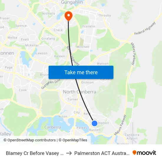 Blamey Cr Before Vasey Cr to Palmerston ACT Australia map