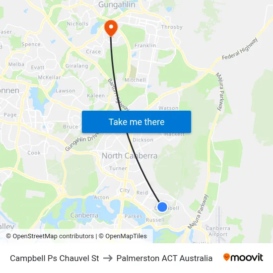 Campbell Ps Chauvel St to Palmerston ACT Australia map