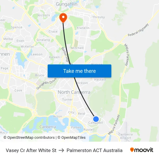 Vasey Cr After White St to Palmerston ACT Australia map