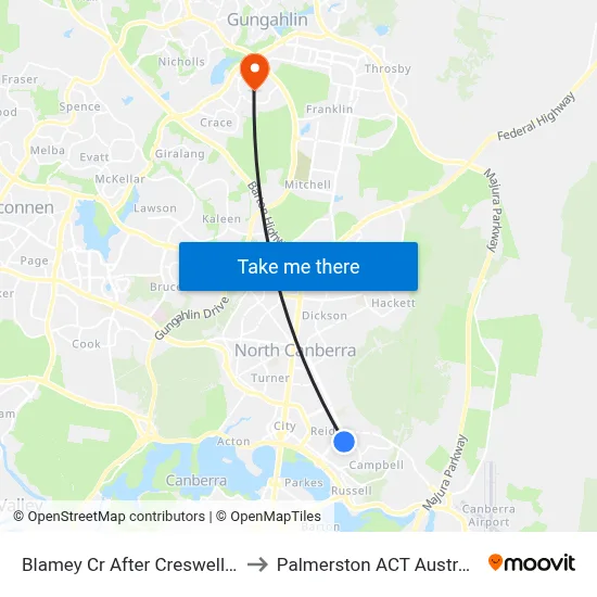 Blamey Cr After Creswell St to Palmerston ACT Australia map