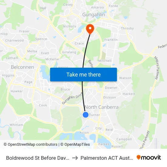 Boldrewood St Before David St to Palmerston ACT Australia map