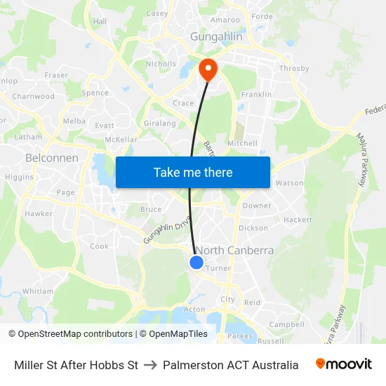 Miller St After Hobbs St to Palmerston ACT Australia map