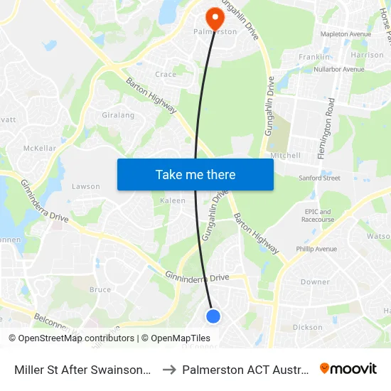 Miller St After Swainsona St to Palmerston ACT Australia map