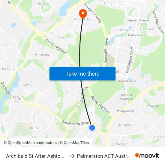 Archibald St After Ashton St to Palmerston ACT Australia map