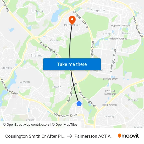 Cossington Smith Cr After Piguenit Cl to Palmerston ACT Australia map