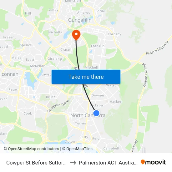 Cowper St Before Suttor St to Palmerston ACT Australia map