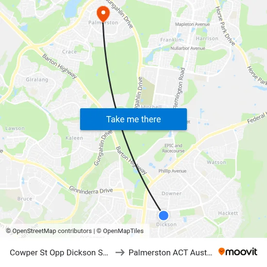 Cowper St Opp Dickson Shops to Palmerston ACT Australia map
