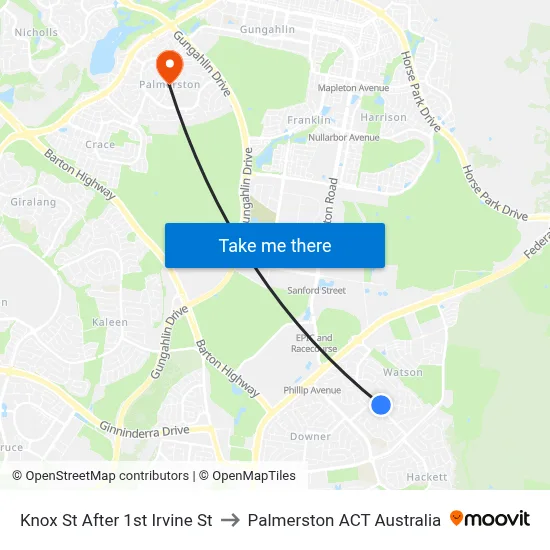 Knox St After 1st Irvine St to Palmerston ACT Australia map