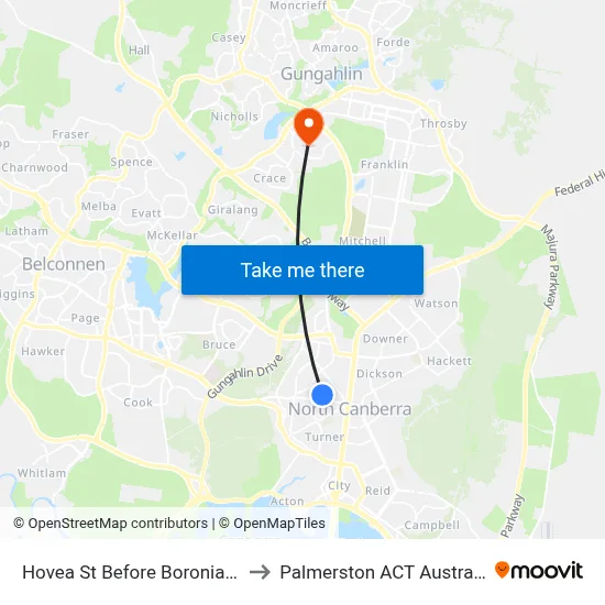 Hovea St Before Boronia Dr to Palmerston ACT Australia map