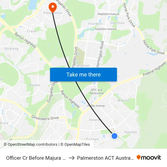 Officer Cr Before Majura Av to Palmerston ACT Australia map