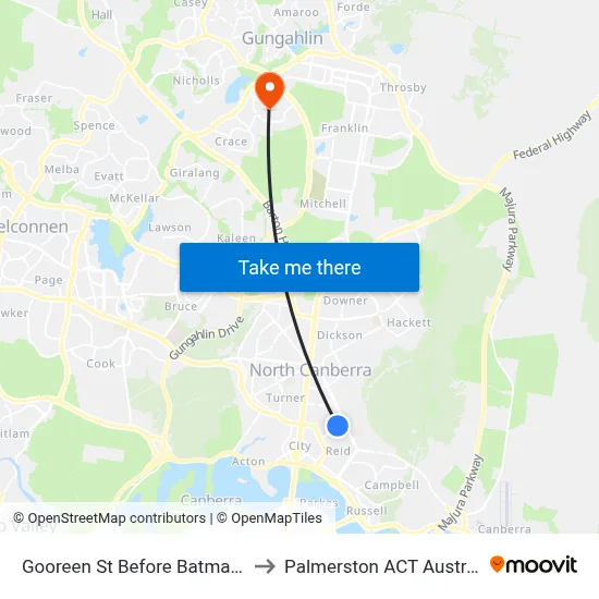 Gooreen St Before Batman St to Palmerston ACT Australia map