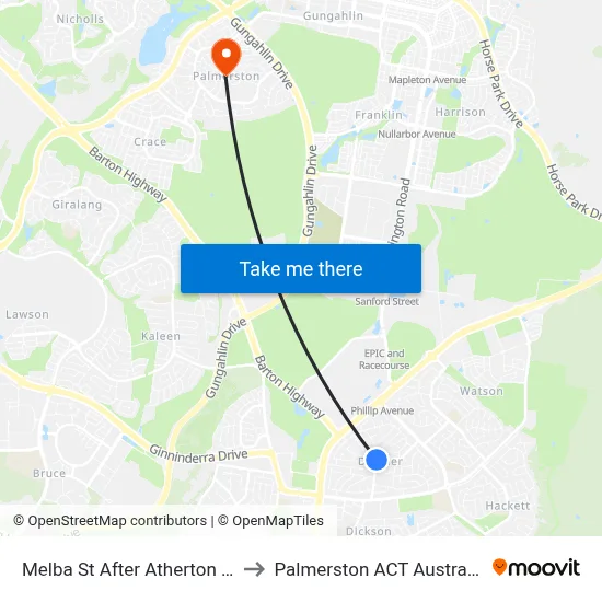 Melba St After Atherton St to Palmerston ACT Australia map