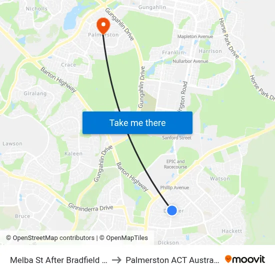 Melba St After Bradfield St to Palmerston ACT Australia map