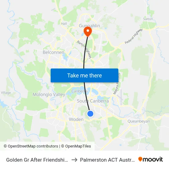 Golden Gr After Friendship St to Palmerston ACT Australia map