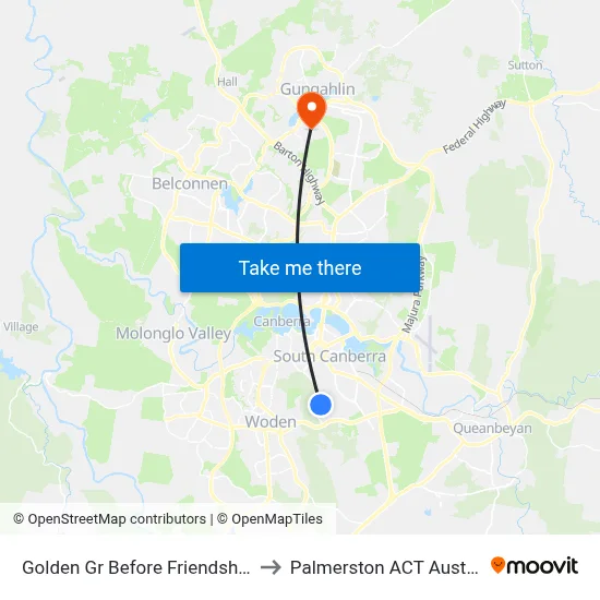 Golden Gr Before Friendship St to Palmerston ACT Australia map