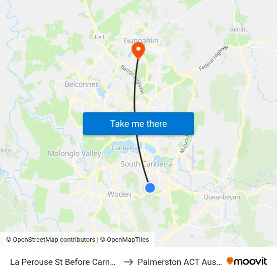 La Perouse St Before Carnegie Cr to Palmerston ACT Australia map
