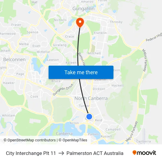 City Interchange Plt 11 to Palmerston ACT Australia map