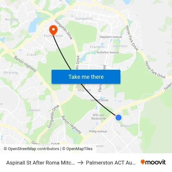 Aspinall St After Roma Mitchell Cr to Palmerston ACT Australia map