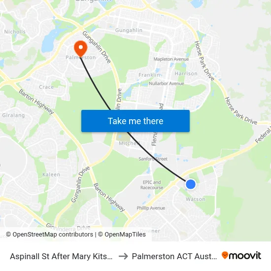 Aspinall St After Mary Kitson St to Palmerston ACT Australia map