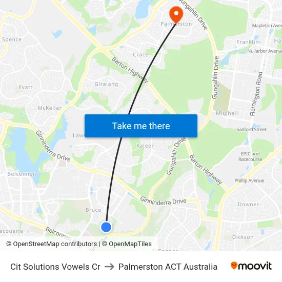 Cit Solutions Vowels Cr to Palmerston ACT Australia map