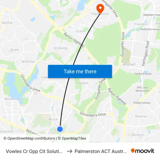 Vowles Cr Opp Cit Solutions to Palmerston ACT Australia map