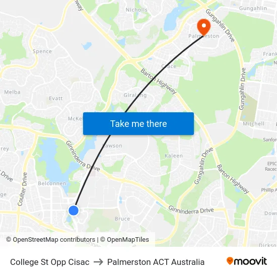 College St Opp Cisac to Palmerston ACT Australia map