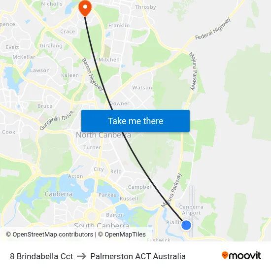 8 Brindabella Cct to Palmerston ACT Australia map