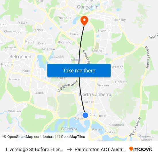 Liversidge St Before Ellery Cr to Palmerston ACT Australia map