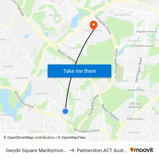 Gwydir Square Maribyrnong Av to Palmerston ACT Australia map