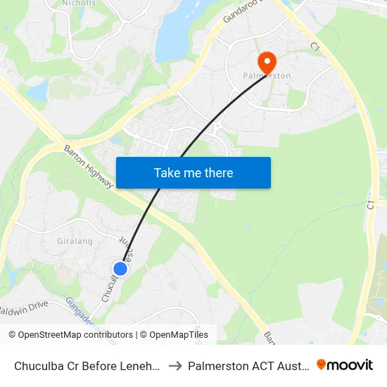 Chuculba Cr Before Lenehan St to Palmerston ACT Australia map
