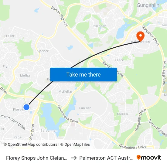 Florey Shops John Cleland Cr to Palmerston ACT Australia map