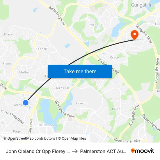 John Cleland Cr Opp Florey Shops to Palmerston ACT Australia map