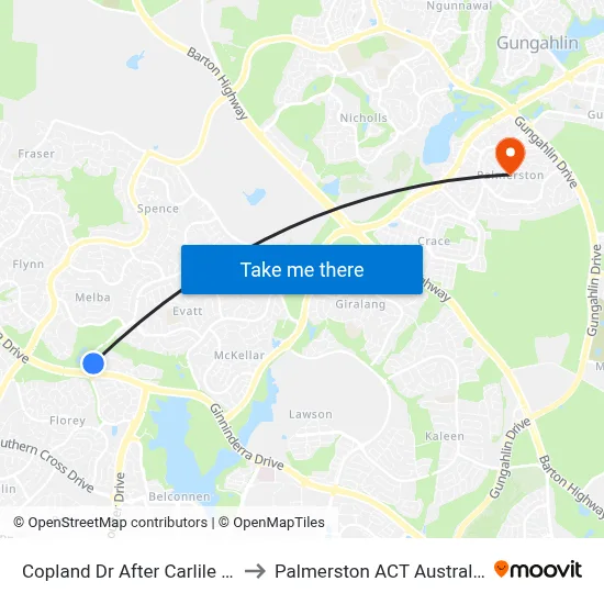 Copland Dr After Carlile St to Palmerston ACT Australia map