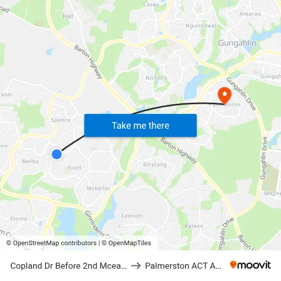 Copland Dr Before 2nd Mceachern Cr to Palmerston ACT Australia map