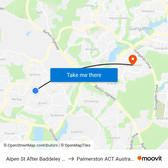 Alpen St After Baddeley Cr to Palmerston ACT Australia map