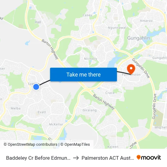 Baddeley Cr Before Edmunds Pl to Palmerston ACT Australia map