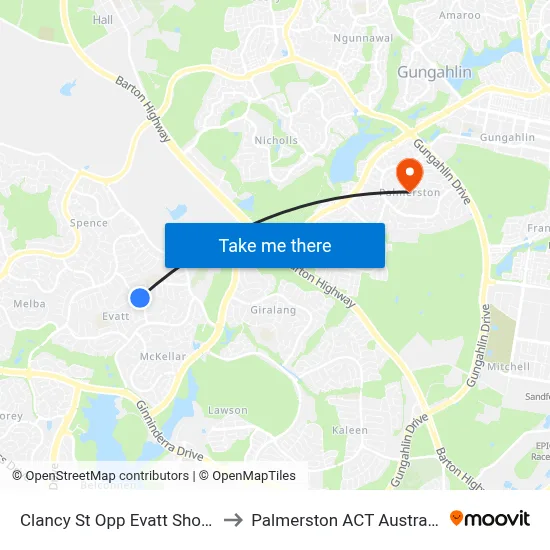 Clancy St Opp Evatt Shops to Palmerston ACT Australia map
