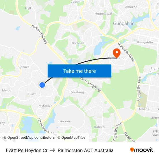 Evatt Ps Heydon Cr to Palmerston ACT Australia map
