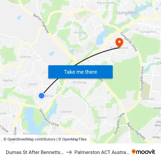 Dumas St After Bennetts Cl to Palmerston ACT Australia map