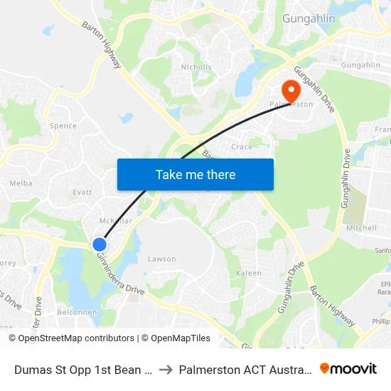 Dumas St Opp 1st Bean Cr to Palmerston ACT Australia map