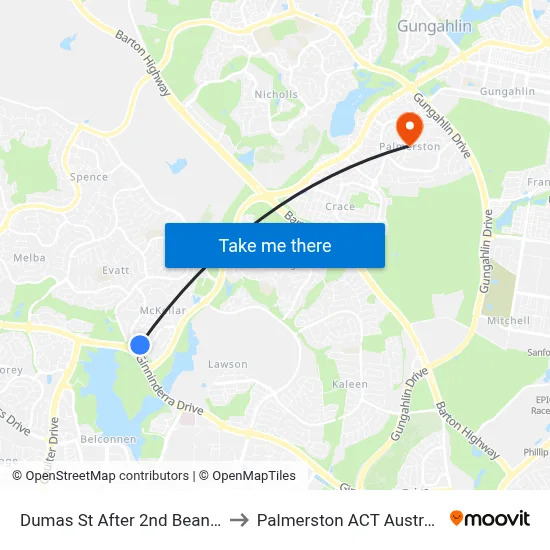 Dumas St After 2nd Bean Cr to Palmerston ACT Australia map