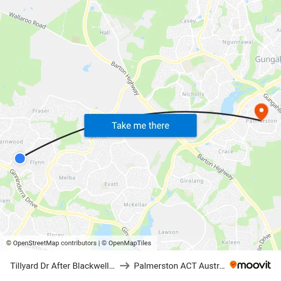 Tillyard Dr After Blackwell Cct to Palmerston ACT Australia map
