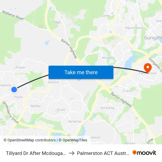 Tillyard Dr After Mcdougall St to Palmerston ACT Australia map