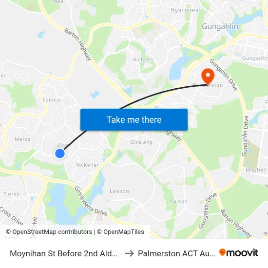 Moynihan St Before 2nd Alderman St to Palmerston ACT Australia map