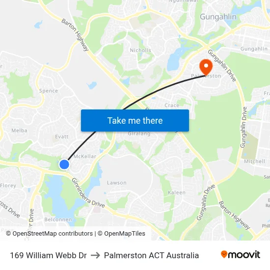 169 William Webb Dr to Palmerston ACT Australia map