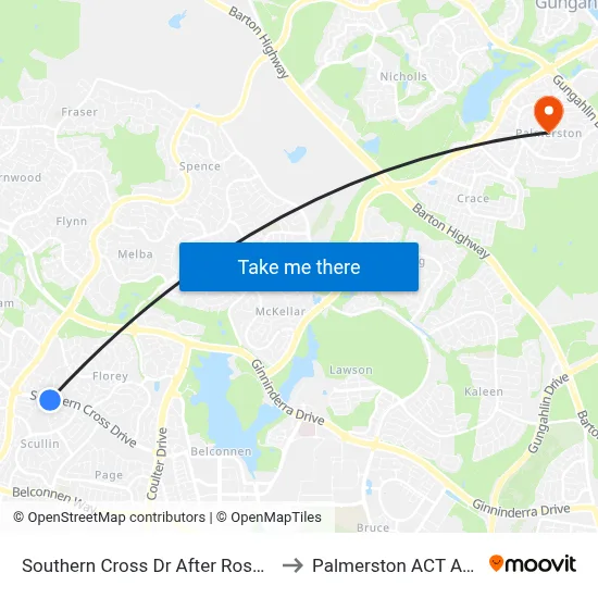 Southern Cross Dr After Ross Smith Cr to Palmerston ACT Australia map