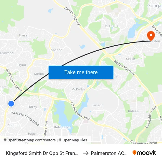 Kingsford Smith Dr Opp St Francis Xavier College to Palmerston ACT Australia map