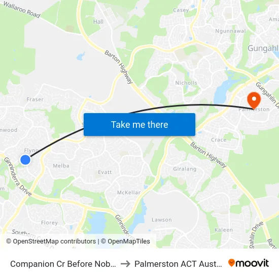 Companion Cr Before Noble Pl to Palmerston ACT Australia map